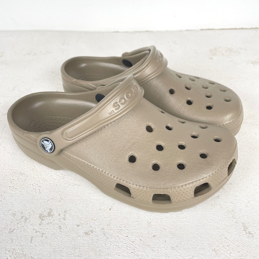 Crocs Clogs Unisex M5 W7 Khaki Classic Slip On Water Friendly Comfort
